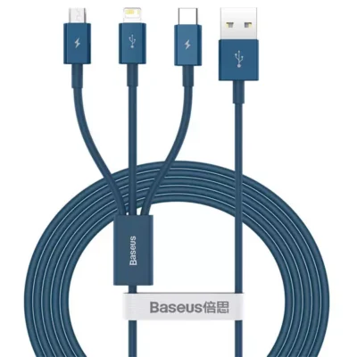 کابل تبدیل USB به microUSB/USB-C /لایتنینگ باسئوس مدل CAMLTYS_03 طول 1.5 متر