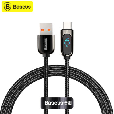 کابل تبدیل USB به Type-C باسئوس مدل Digital Display of Power CATSK طول 1 متر 40 وات
