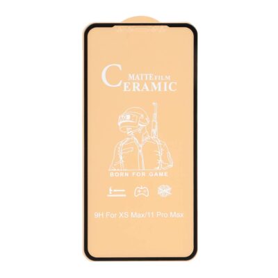 محافظ صفحه نمایش سرامیکی شفاف iphone 11 Pro Max / XS Max / X Max- Full Cover – مشکی (بدون پک)