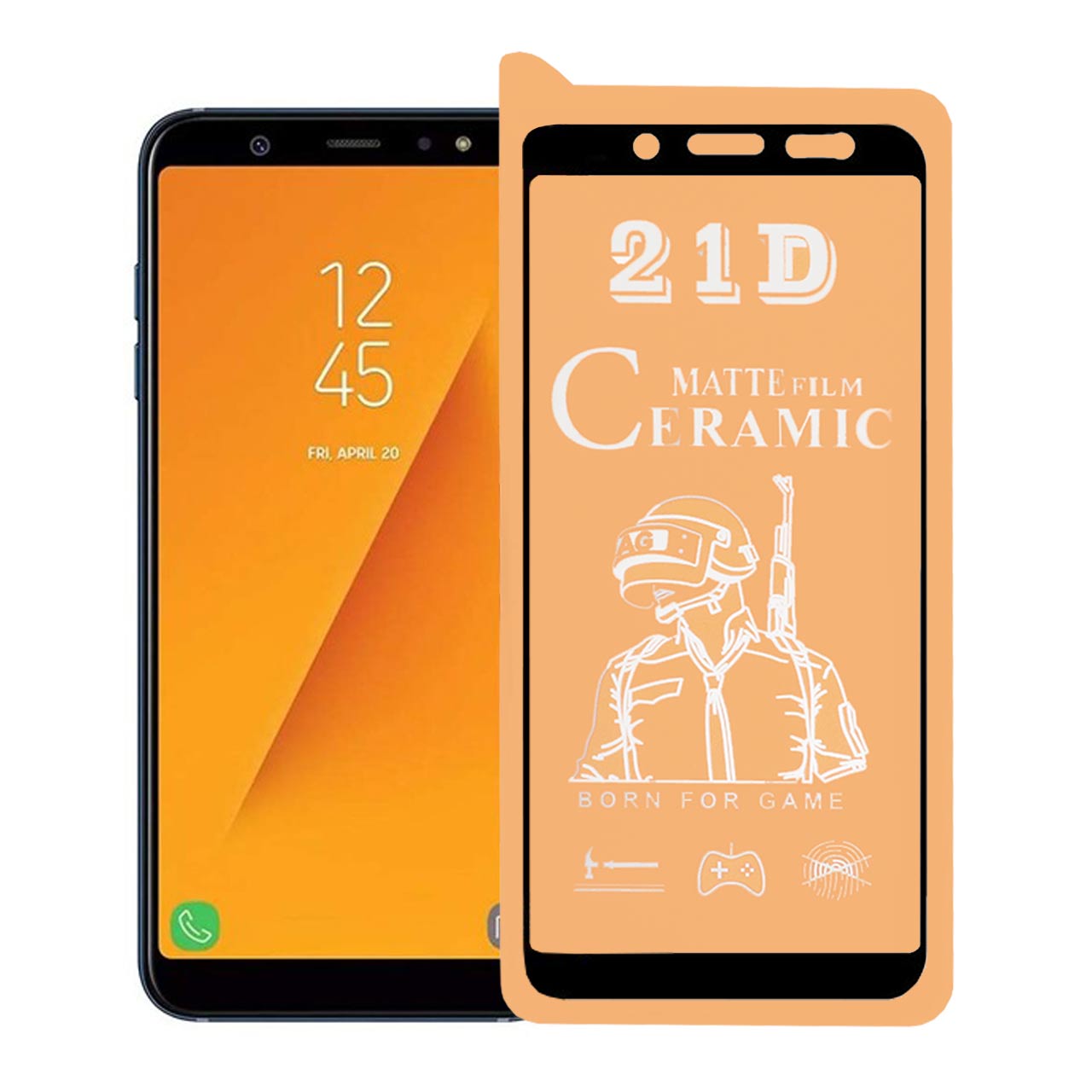 محافظ صفحه نمایش سرامیکی مات Samsung A6 2018 – Full Cover – مشکی (بدون پک)