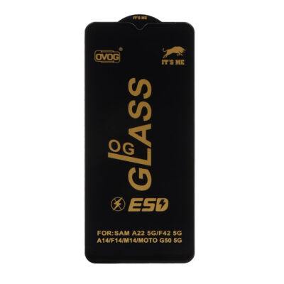 محافظ صفحه نمایش شیشه ای درجه یک Samsung A14 / M14 / F14 / A22 5G – Full Cover OG – ESD OVOG – مشکی (بدون پک)