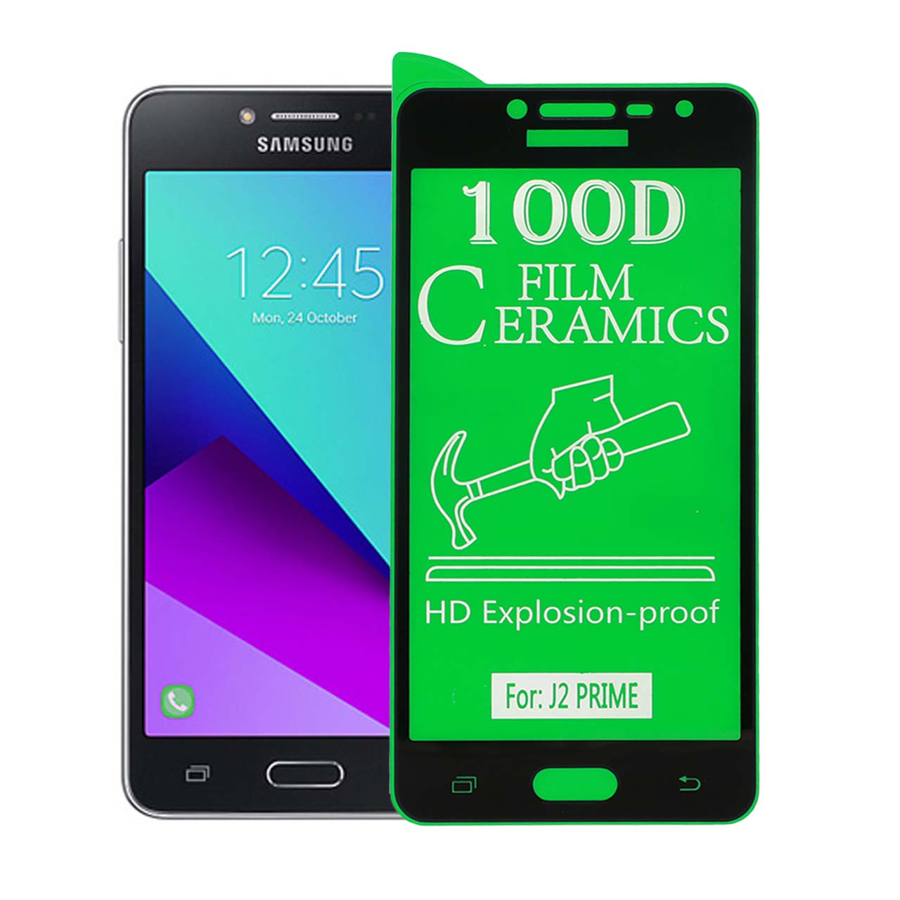 محافظ صفحه نمایش سرامیکی Samsung J2 Prime 2016 – Full Cover – مشکی (بدون پک)