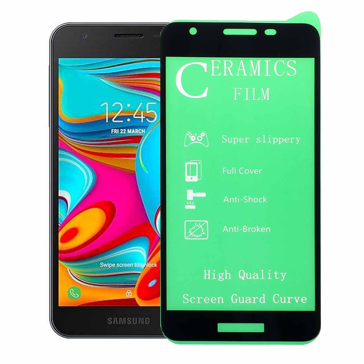 محافظ صفحه نمایش سرامیکی Samsung A2 Core – Full Cover – مشکی (بدون پک)