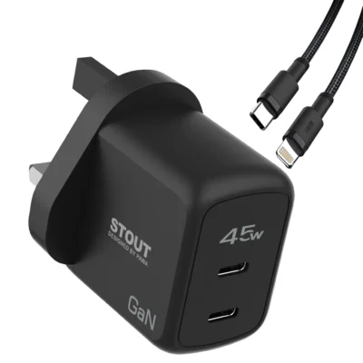 شارژر دیواری پاوا 45 وات Type-C to Lightning مدل Stout PAWA مشکی