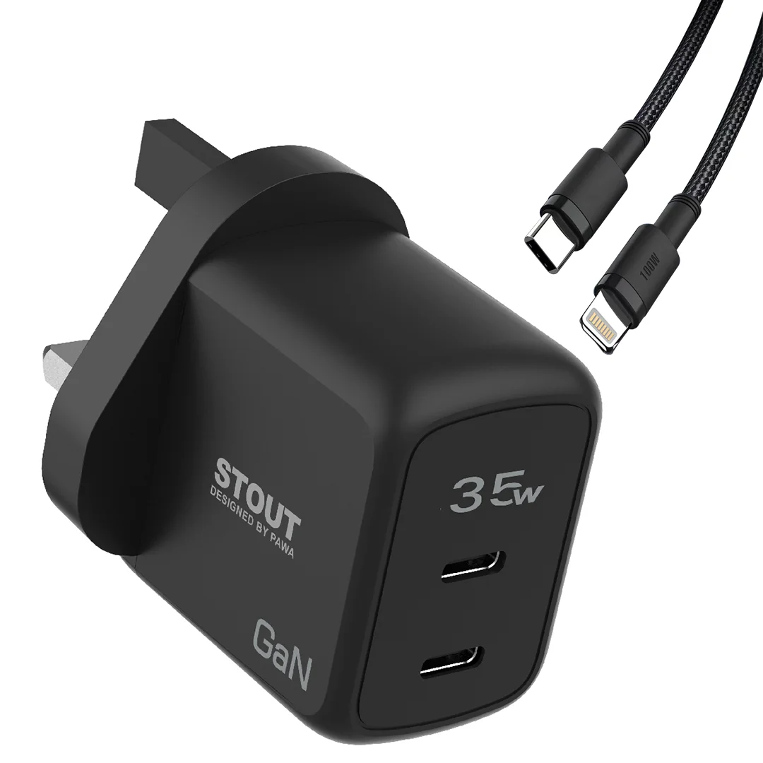 شارژر دیواری پاوا 35 وات  Type-C to Lightning مدل Stout PAWA مشکی