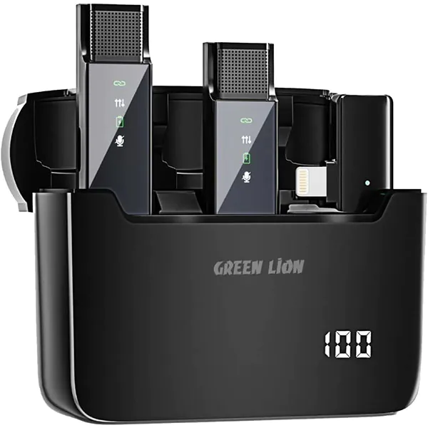 میکروفون بی سیم گرین لاین مدل Green Lion 2 in 1 Digital Display Microphone ( Lightning Connector)