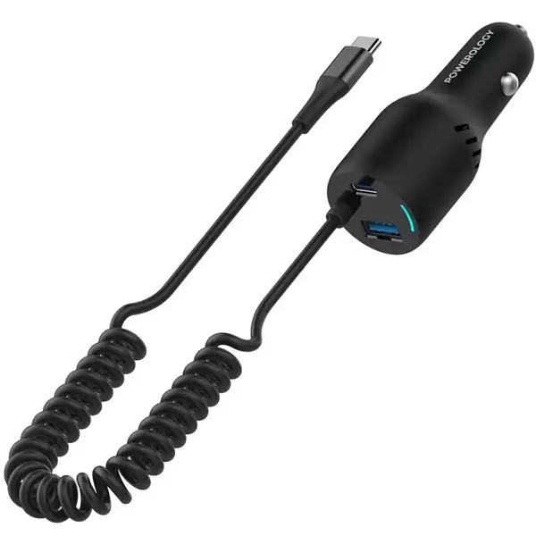 شارژر فندکی 100 وات پاورولوژی Powerology PD100W Type C Cable CarCharger PCCSR016
