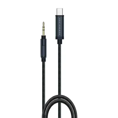 کابل تبدیل جک 3.5 میلی متری به لایتنینگ پاورولوژی مدل Powerology Braided Aux Audio Cable