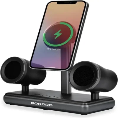 استند شارژر وایرلس ۱۵ وات اسپیکر دار پرودو مدل PORODO Speaker Charging Dock PD-FWCH050-BK