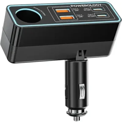 شارژر فندکی 120 وات فست شارژ پاورولوژی مدل Powerology PWDA58BK