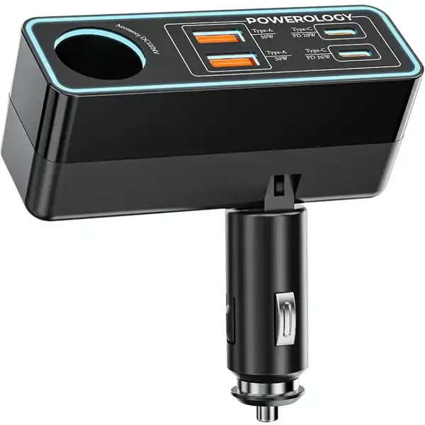 شارژر فندکی 120 وات فست شارژ پاورولوژی مدل Powerology PWDA58BK