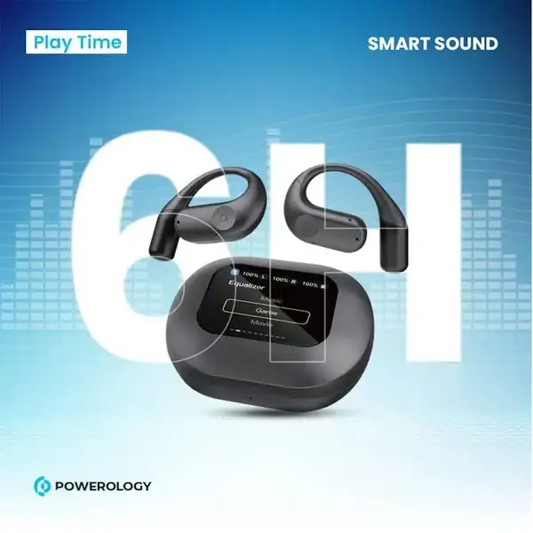 هدفون بی سیم نمایشگردار پاورولوژی مدل Powerology Air Conduction ENC TWS PWLAU007 هدفون بی سیم نمایشگردار پاورولوژی مدل Powerology Air Conduction ENC TWS PWLAU007