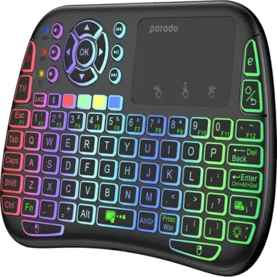 مینی کیبورد و تاچ پد بی‌سیم پرودو مدل PORODO Universal Keyboard Remote & Mouse Combo PD-MWKTC-BK