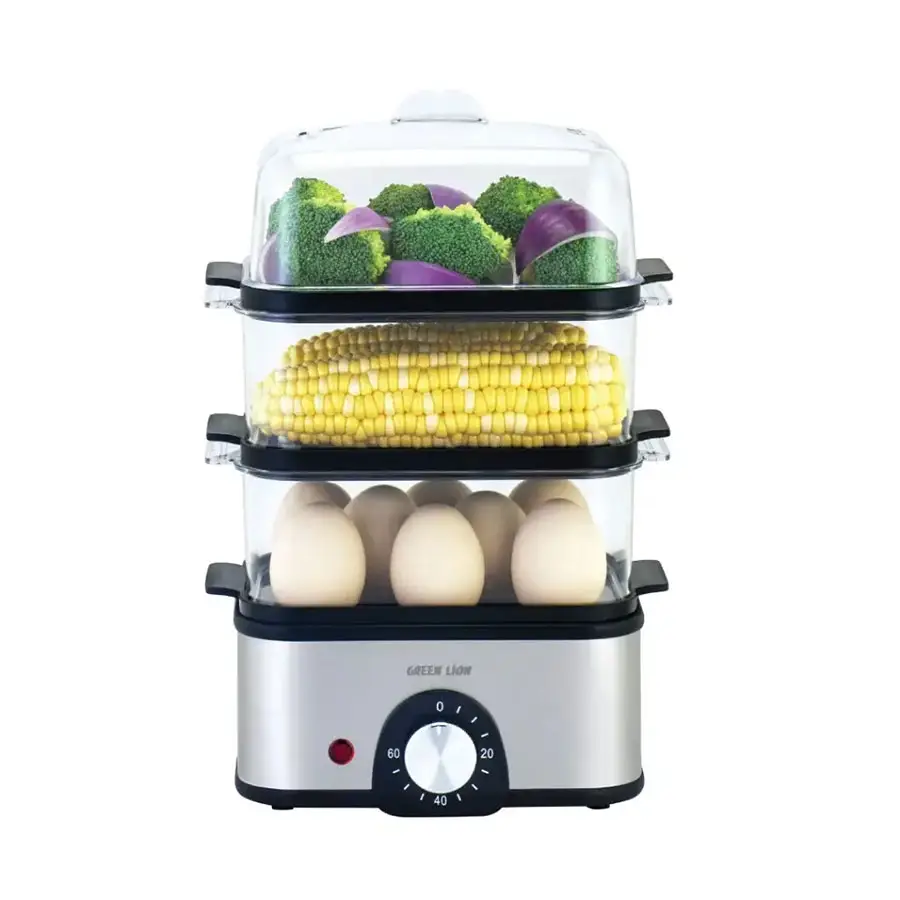 تخم مرغ پز و بخار پز سبزیجات سه طبقه گرین لاین Green Lion 3-Tier Egg Cooker Vegetable Steamer 500W