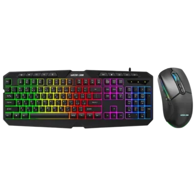 کیبورد و موس گیمینگ گرین لاین مدل Green Lion GKM-400 RGB Gaming Keyboard + Mouse