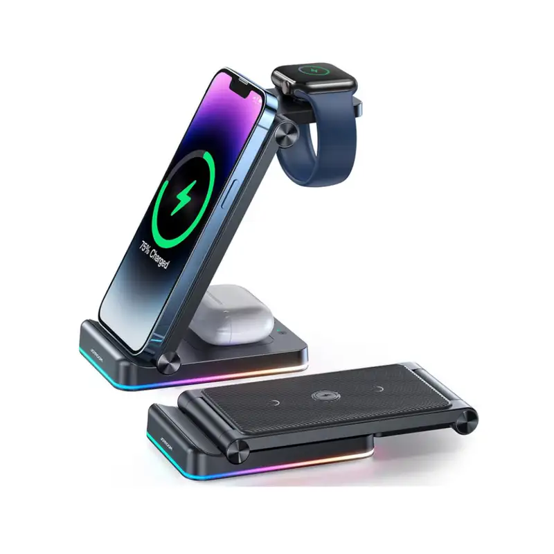 شارژر وایرلس 15 وات 3 در 1 جویروم مدل JOYROOM JR-WQN01