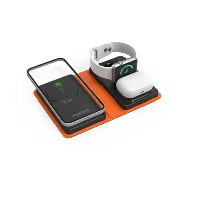 استند شارژ وایرلس 8000 میلی‌آمپر ۱۵ وات پرودو مدل PORODO 8000mAh Folding 4-Device Charger PD-FWCH051-BK