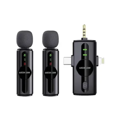 میکروفون یقه‌ ای 2 فرستنده وایرلس گرین لاین Green Lion GM-80X Microphone 3 in 1