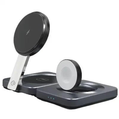 شارژر وایرلس رومیزی 3 کاره پاورولوژی مدل Powerology PWCUQC027