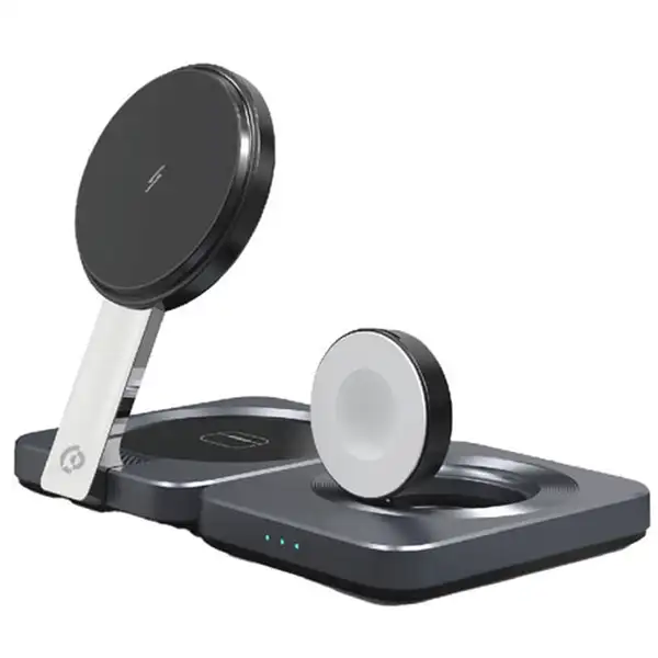 شارژر وایرلس رومیزی 3 کاره پاورولوژی مدل Powerology PWCUQC027