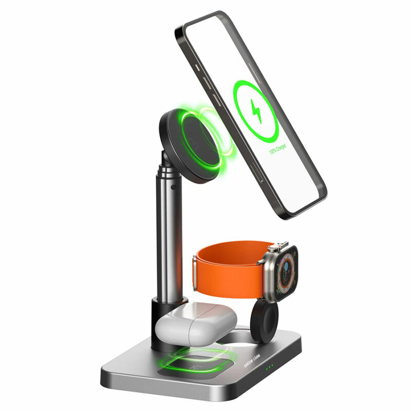 استند وایرلس شارژ سه کاره گرین لاین Green Lion 3 in 1 Telescopic Wireless Charger GX28