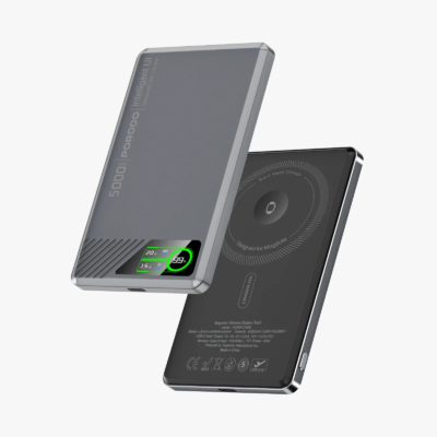 پاوربانک 10000 هزار 15 وات مگ سیف پرودو مدل Porodo 10000Mah Tft Display Ultra Slim Magnetic Wireless Powerbank