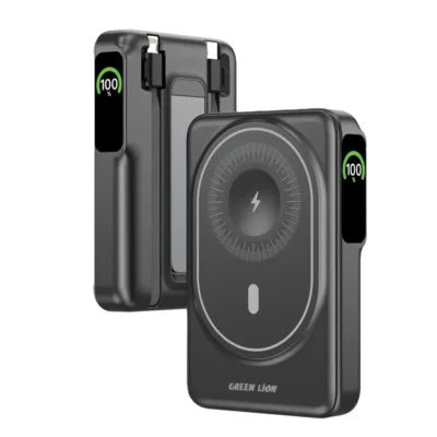 پاوربانک 10000 هزار  شارژر بی‌سیم 15 وات مگ ویژن گرین Green Lione Mag Vision