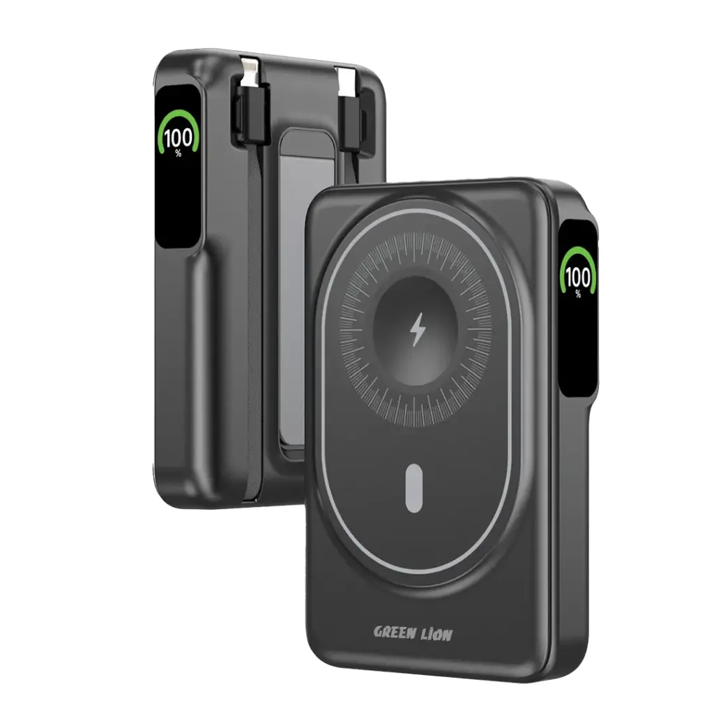 پاوربانک 10000 هزار  شارژر بی‌سیم 15 وات مگ ویژن گرین Green Lione Mag Vision