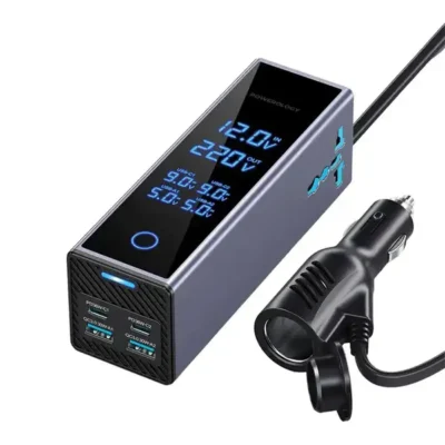 اینورتر فندکی USB و تایپ‌سی 300 وات پاورولوژی Powerology PWCUQC044 X2 AC Socket Car Power inverter