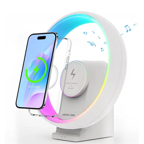 اسپیکر، چراغ رومیزی و شارژر وایرلس گرین لاین مدل Green Lion Jupiter