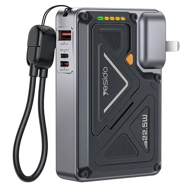 شارژر دیواری و پاور بانک بی سیم 10000 هزار 22.5 وات فست شارژ یسیدو مدل Yesido YP89 PD