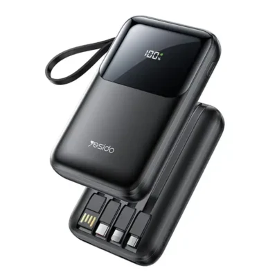 پاوربانک 10000 هزار 22.5 وات با 4 کابل داخلی و شارژ سریع یسیدو مدل Yesido YP71 