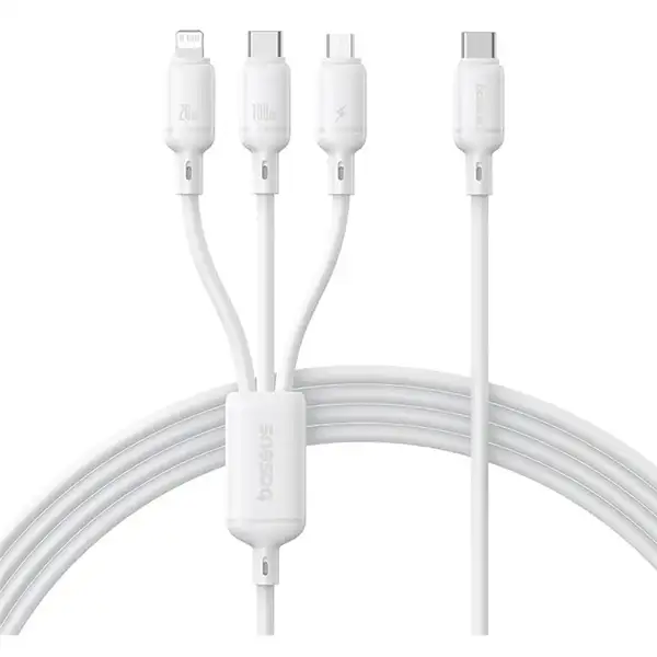 کابل سوپر فست شارژ سه سر بیسوس 150 سانتی‌متر مدل Baseus Silky 100W P10377706213-00