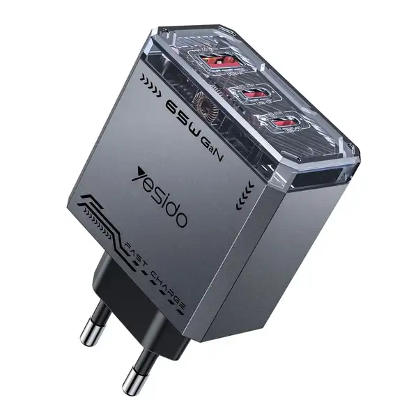 شارژر سریع 65 وات شفاف GaN یسیدو مدل Yesido YC101
