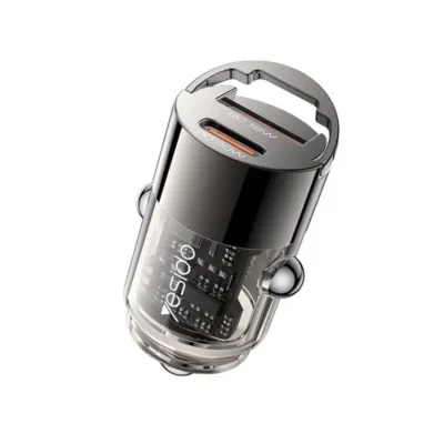 شارژر فندکی شفاف 30 وات یسیدو مدل Yesido Y68 Aluminum Alloy Transparent Shell Pull Ring Design 