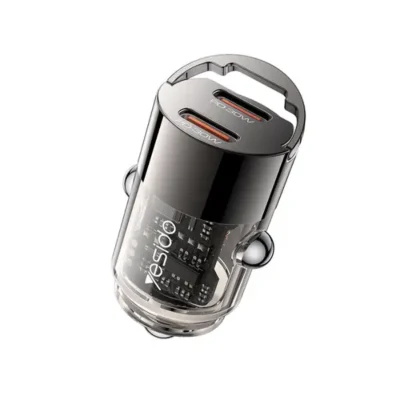 شارژر فندکی شفاف 30 وات یسیدو مدل Yesido Y69 Aluminum Alloy Transparent Shell PD 30W Fast Car Charger