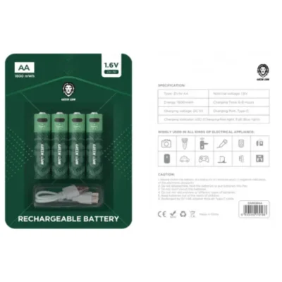 پک ۴ عددی باتری قلمی شارژی گرین لاین مدل Green Lion AA Rechargeable Battery