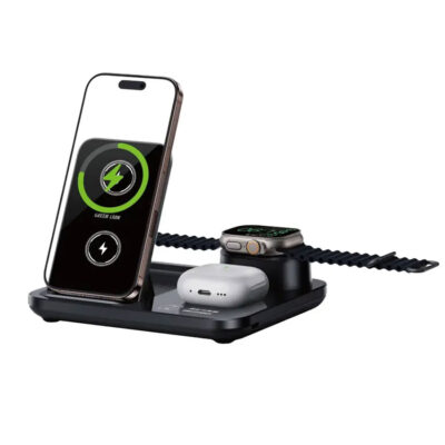 شارژر وایرلس سه‌کاره گرین لاین مدل Green Lion 3 in 1 Multifunctional Wireless Charger GN3IN1MWCBK